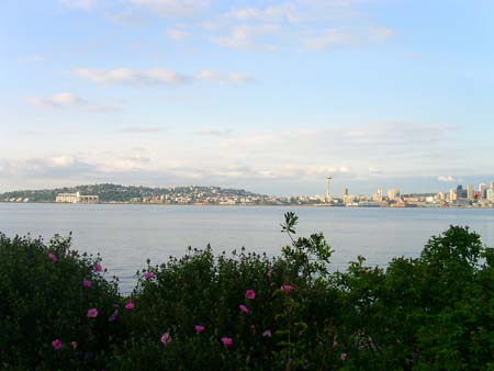 alki beach, view to Seattle