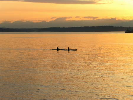 alki beach, sunset